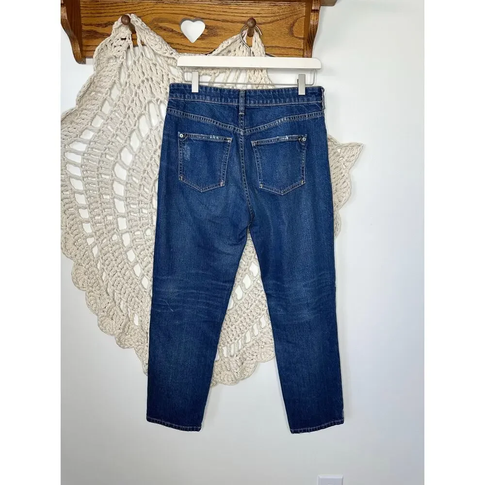 Anthropologie Pilcro Dark Wash Distressed Straight Leg Jeans Size 26